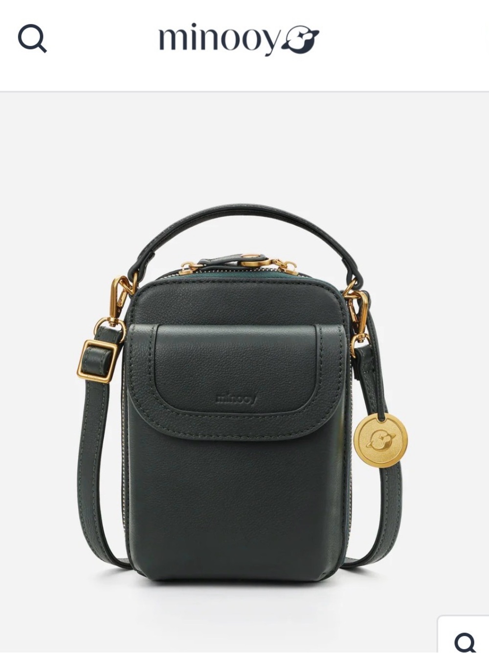 Minooy Dark Green Aphrodite Crossbody Phone Bag VGUC
